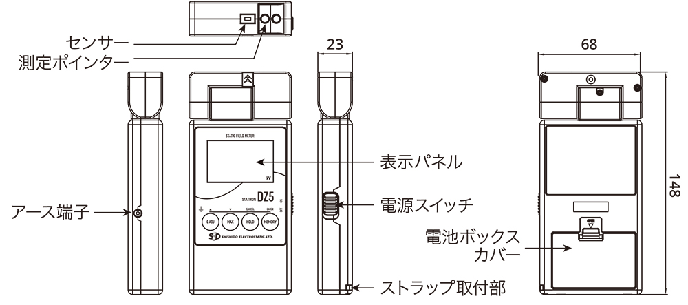 DZ5 静電電位測定器 スタチロン 外観図